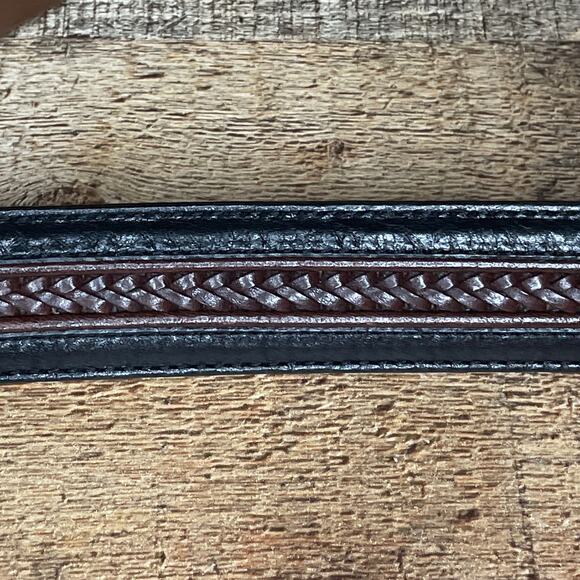 Onyx by Brighton Pinon Hills Inlay Lace Braided Leather Belt Black Brown Size 36 - Picture 5 of 12